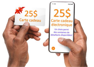 Carte cadeau 25$ (plusieurs détaillants)